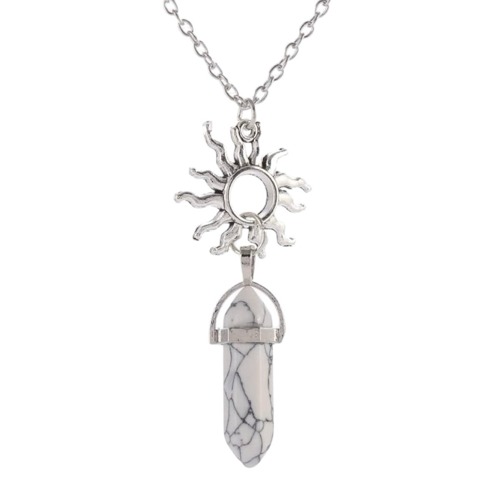 Silver Sun Howlite Crystal Necklace